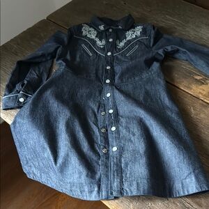 Bonpoint | Dresses | Bonpoint Embroidered Denim Buttonup Dress 4t | Poshmark